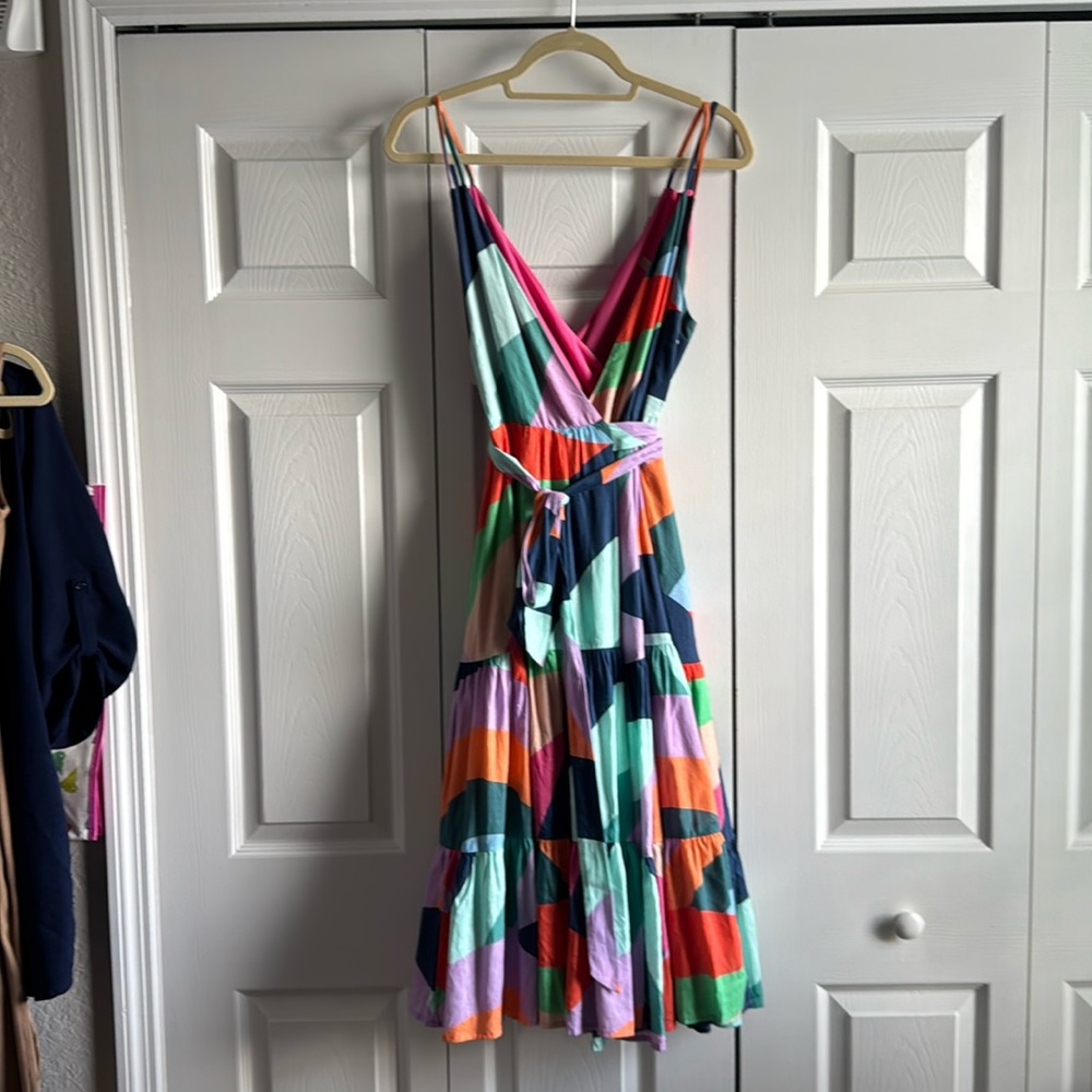 Hutch Multicolor Spaghetti Strap Wrap Dress with Pockets size Medium - Picture 2 of 6